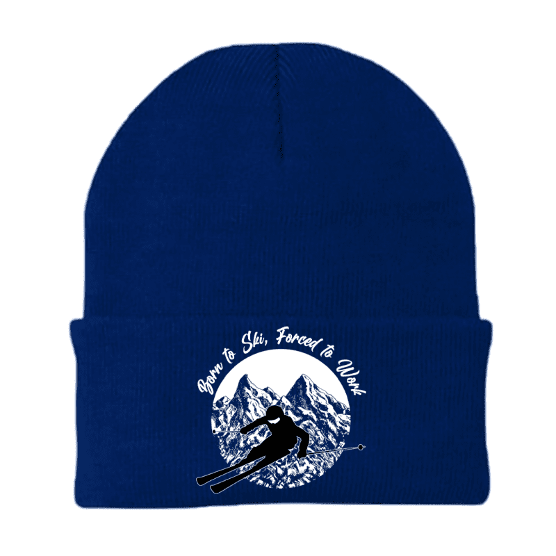 Born To Ski Forced To Work Embroidered Beanie