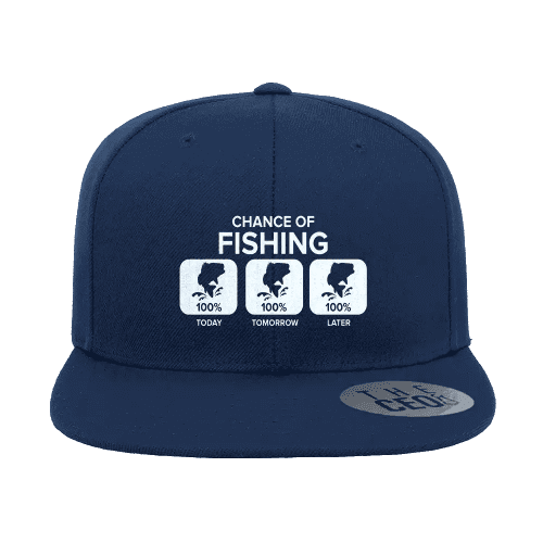 Chance of Fishing Embroidered Flat Bill Cap