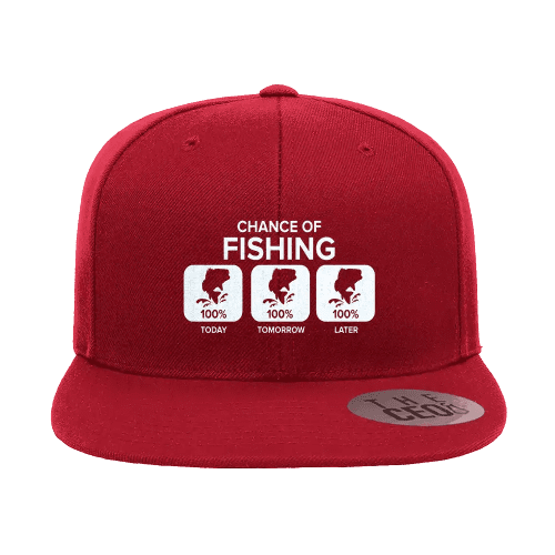 Chance of Fishing Embroidered Flat Bill Cap