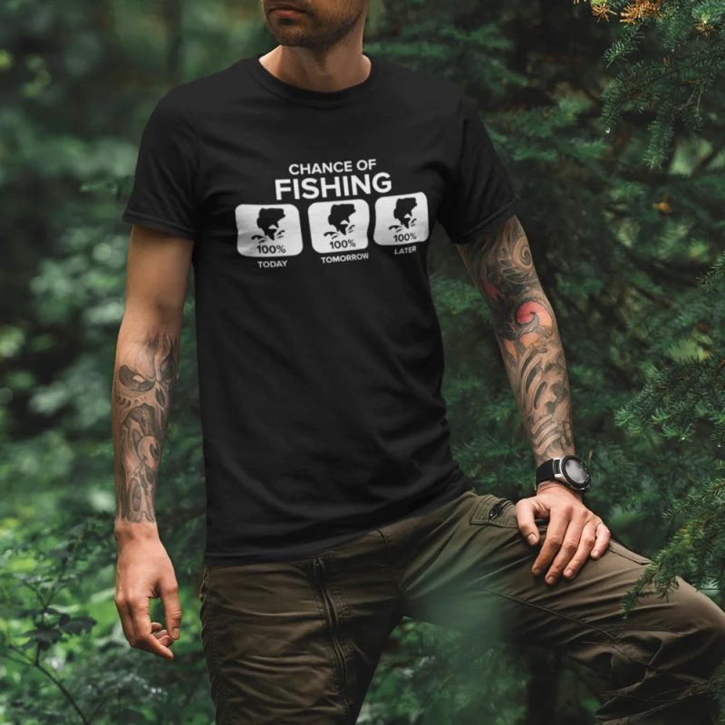 Chances of fishing men t shirt black model