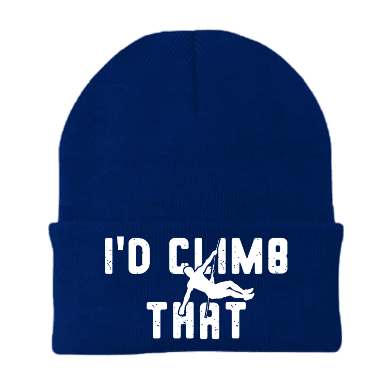 Climbing I'd Climb That Embroidered Beanie