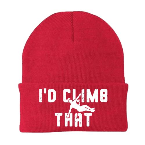 Climbing I'd Climb That Embroidered Beanie