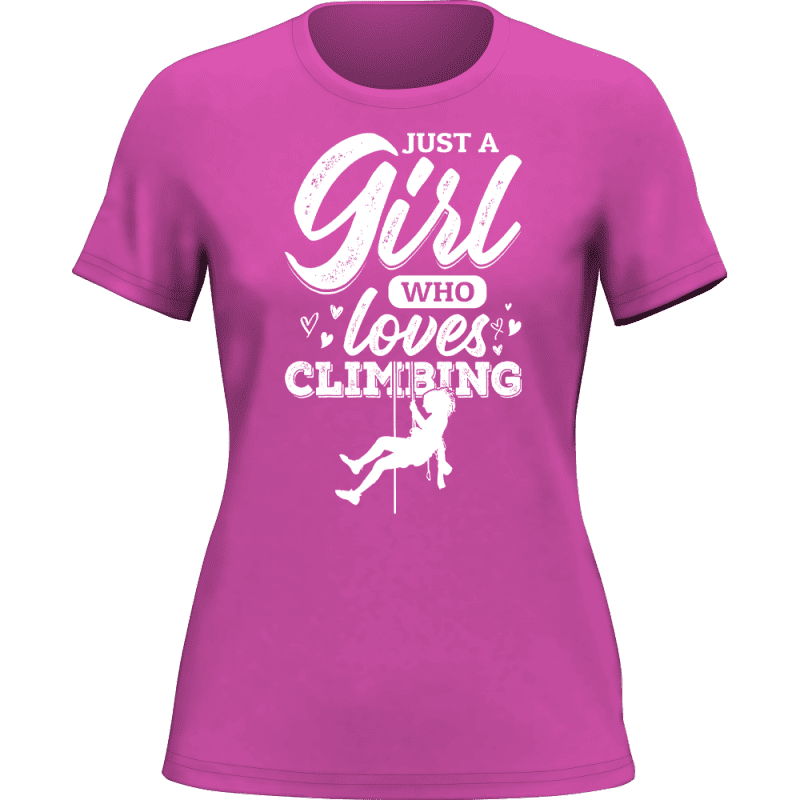 Climbingjustagirlwholovesclimbingwomant shirtPINK