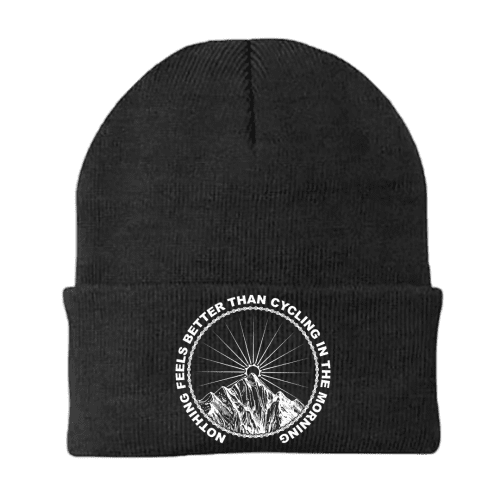 Cycling In The Morning Embroidered Beanie