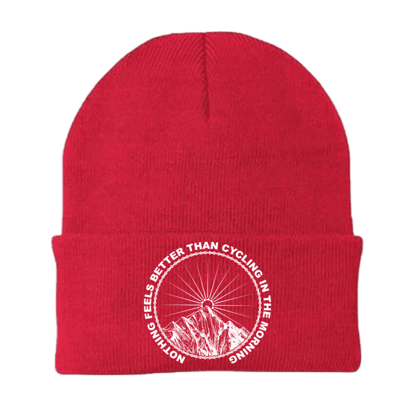 Cycling In The Morning Embroidered Beanie