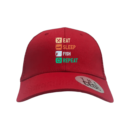 Eat Sleep Fishing Repeat Printed Trucker Hat