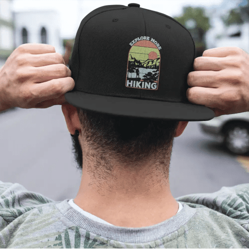 Explore More Hiking Flatbill Cap Black Model