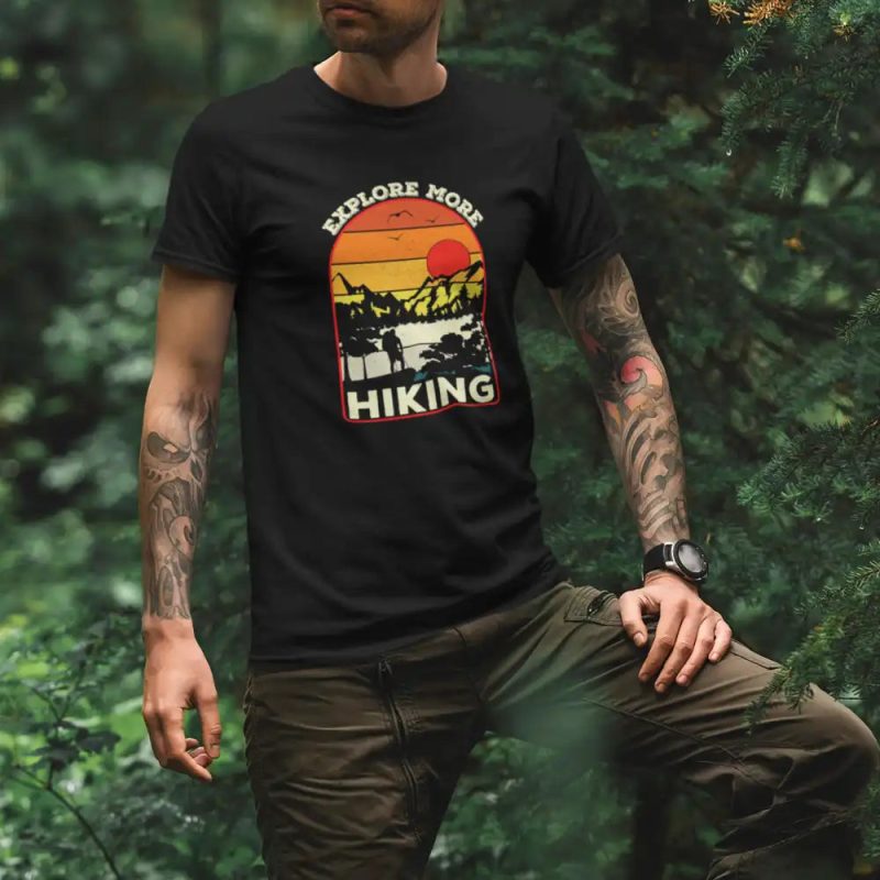 Explore More Hiking T Shirt Black Model