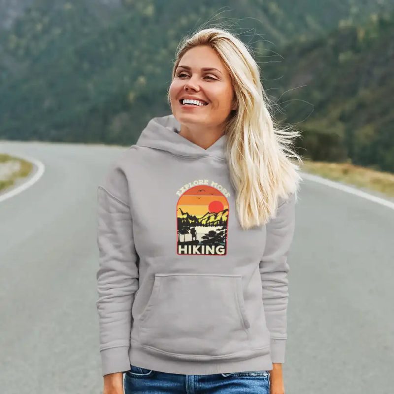 Explore More Hiking Unisex Hoodie Gray Model F