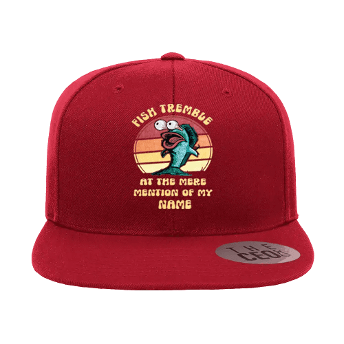 Fish Tremble Printed Flat Bill Cap