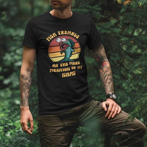 Fish tremble men t shirt black model