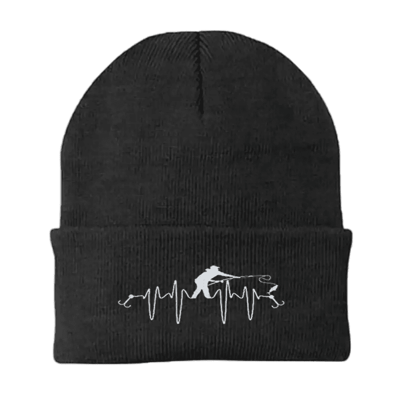 Fishing Heart Beat Embroidered Beanie