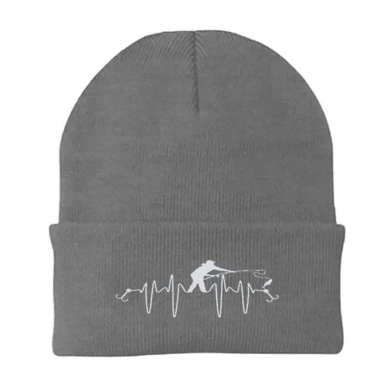 Fishing Heart Beat Embroidered Beanie