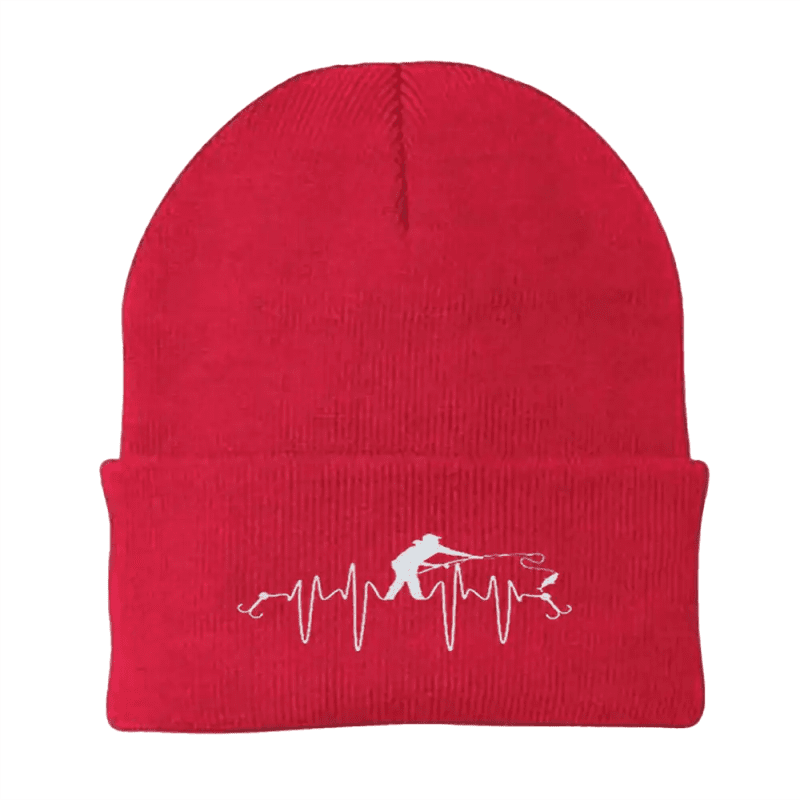 Fishing Heart Beat Embroidered Beanie