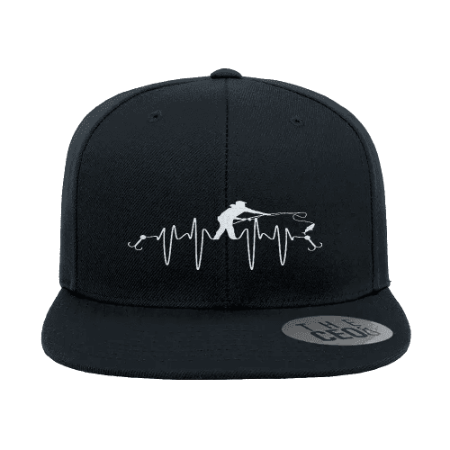 Fishing Heart Beat Embroidered Flat Bill Cap