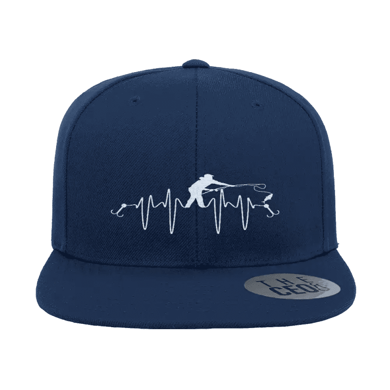 Fishing Heart Beat Embroidered Flat Bill Cap