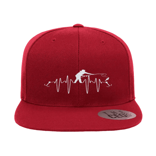 Fishing Heart Beat Embroidered Flat Bill Cap