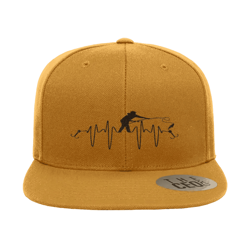 Fishing Heart Beat Embroidered Flat Bill Cap