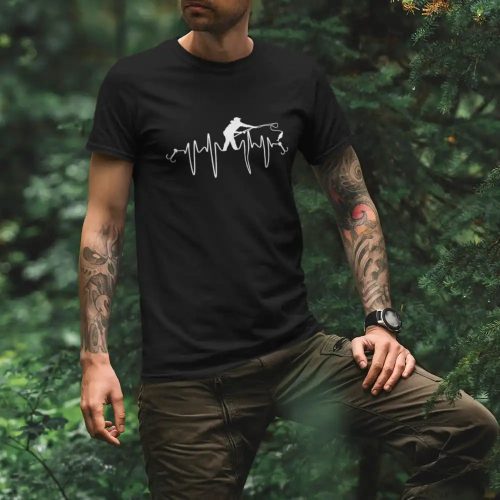 Fishing Heartbeat Men T Shirt Black Model