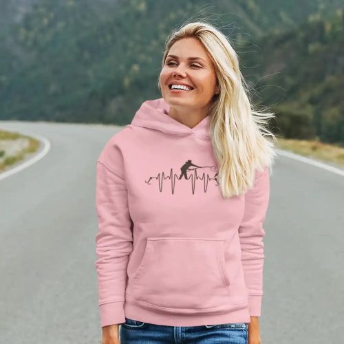 Fishing Heartbeat Unisex Hoodie Pink Model F