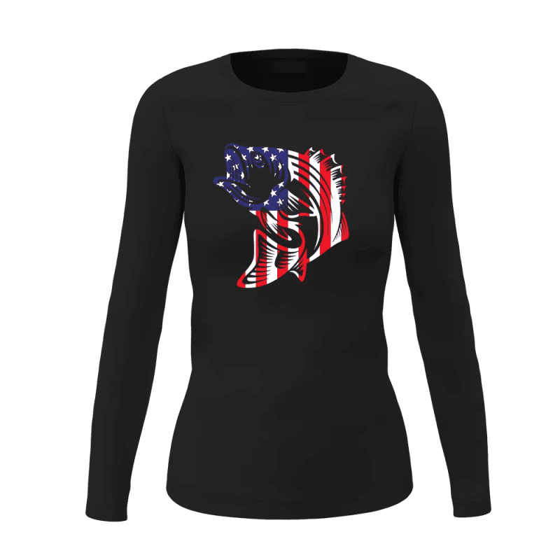 American Flag Fish Women Long Sleeve Shirt