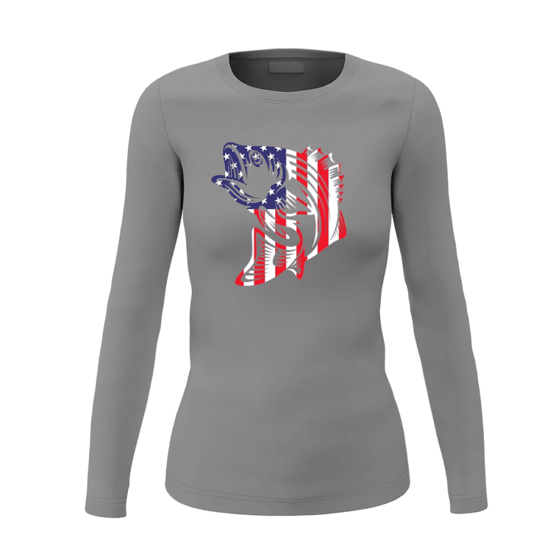 American Flag Fish Women Long Sleeve Shirt