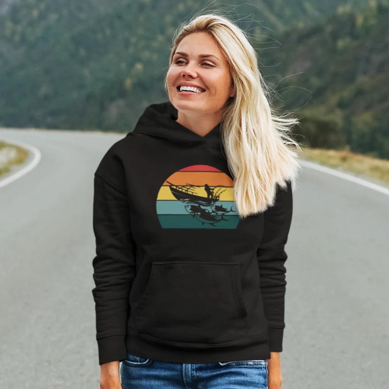 Fishing boat unisex hoodie black model