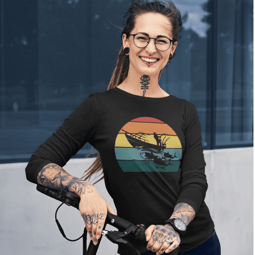 Fishing boat women longsleeve black model