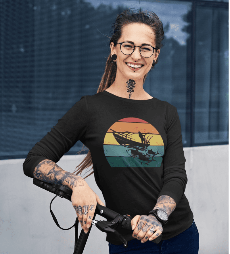 Fishing boat women longsleeve black model