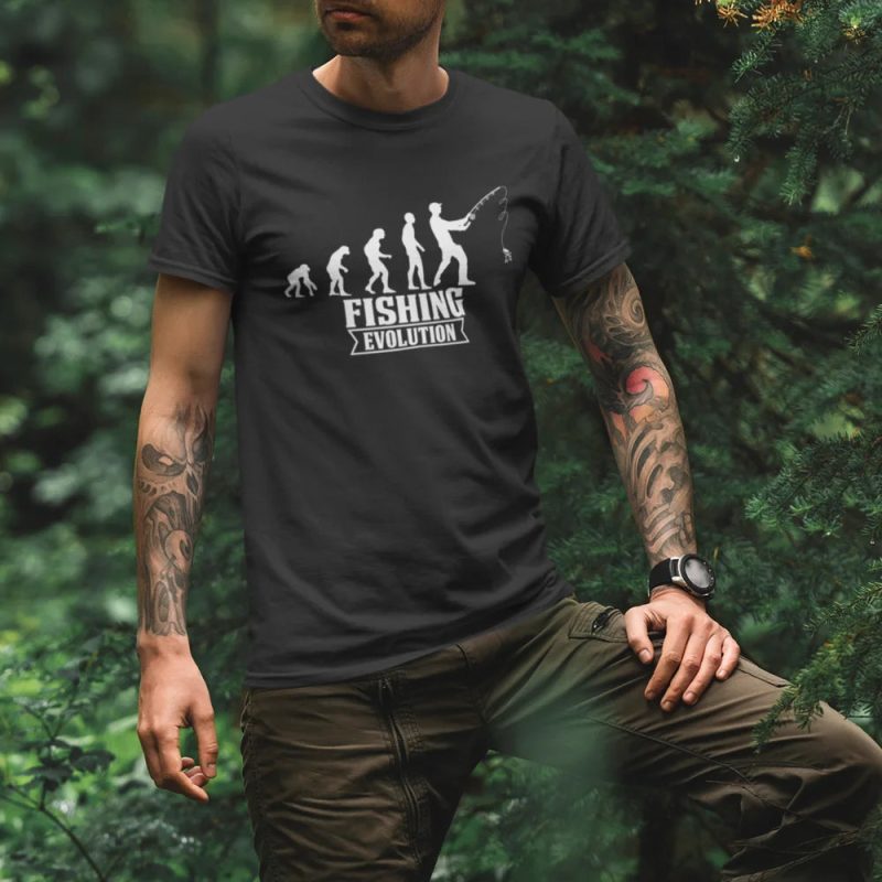 Fishing evolution men t shirt black model