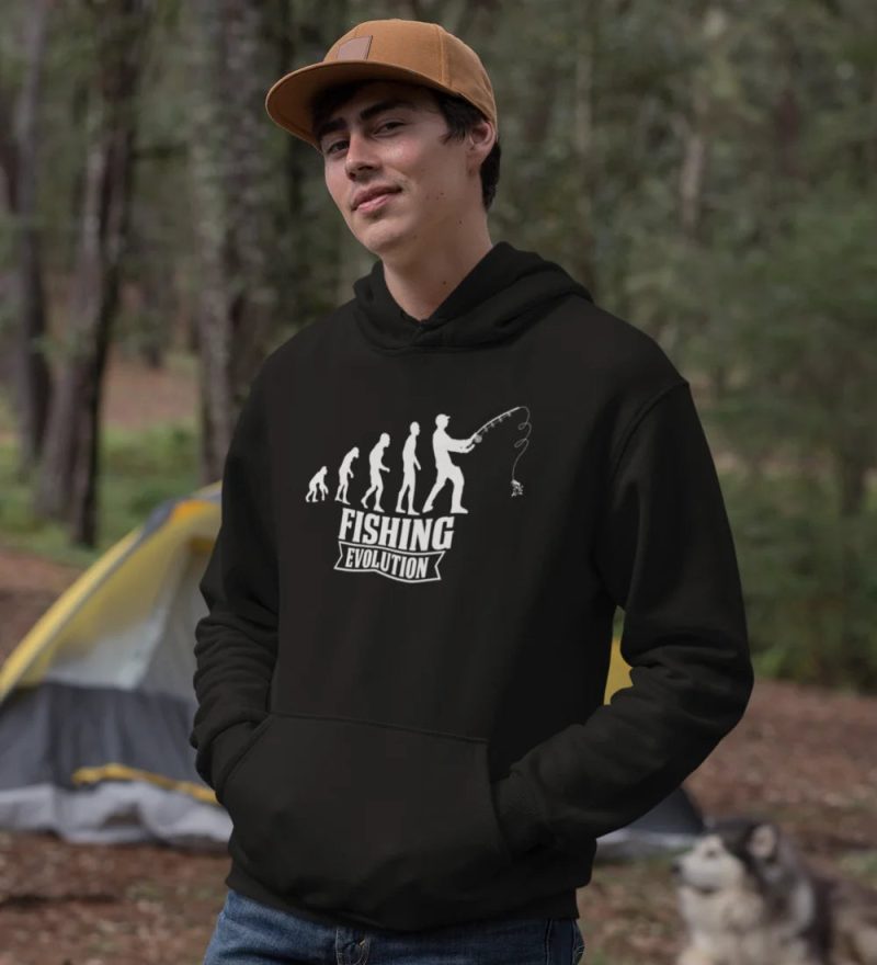 Fishing evolution unisex hoodie black model