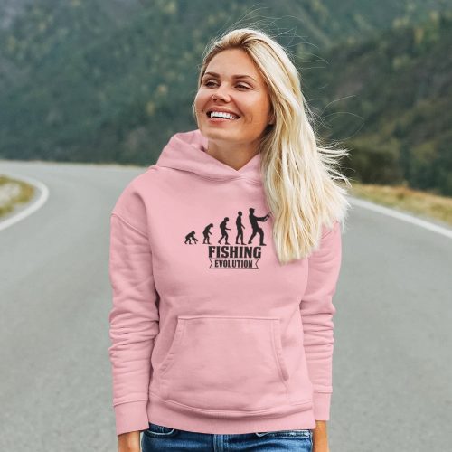 Fishing evolution unisex hoodie pink model