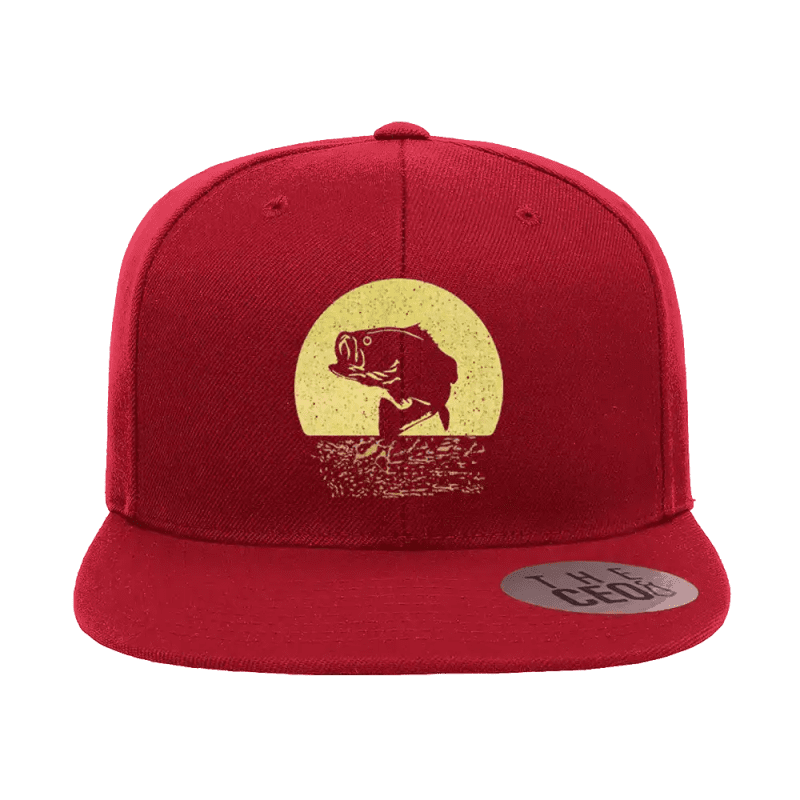 Fishing Embroidered Flat Bill Cap