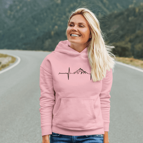 Heartbeat V1 Unisex Hoodie Pink Model F