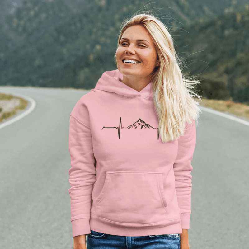 Heartbeat V1 Unisex Hoodie Pink Model F