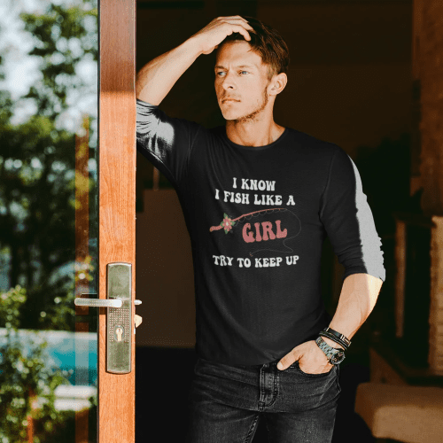 I fish like a girl men longsleeve black model