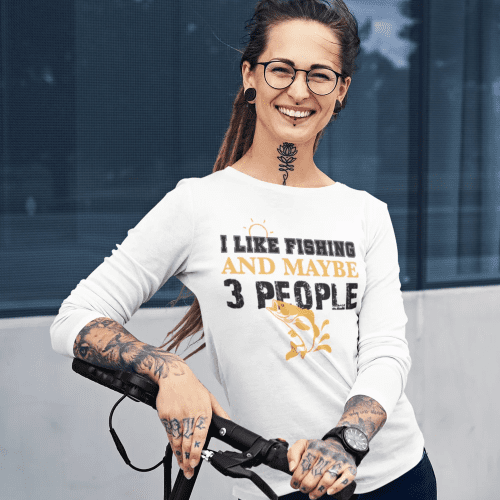 I like fishing and 3 people women longsleeve model white model