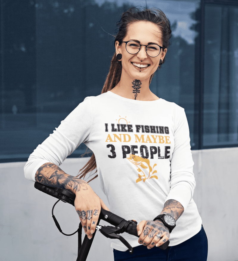 I like fishing and 3 people women longsleeve model white model