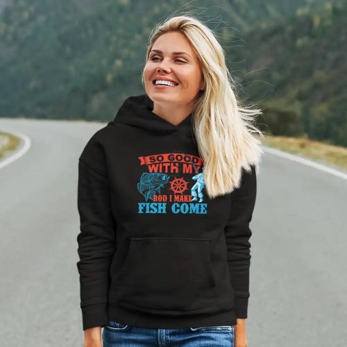 I make fish come unisex hoodie black model