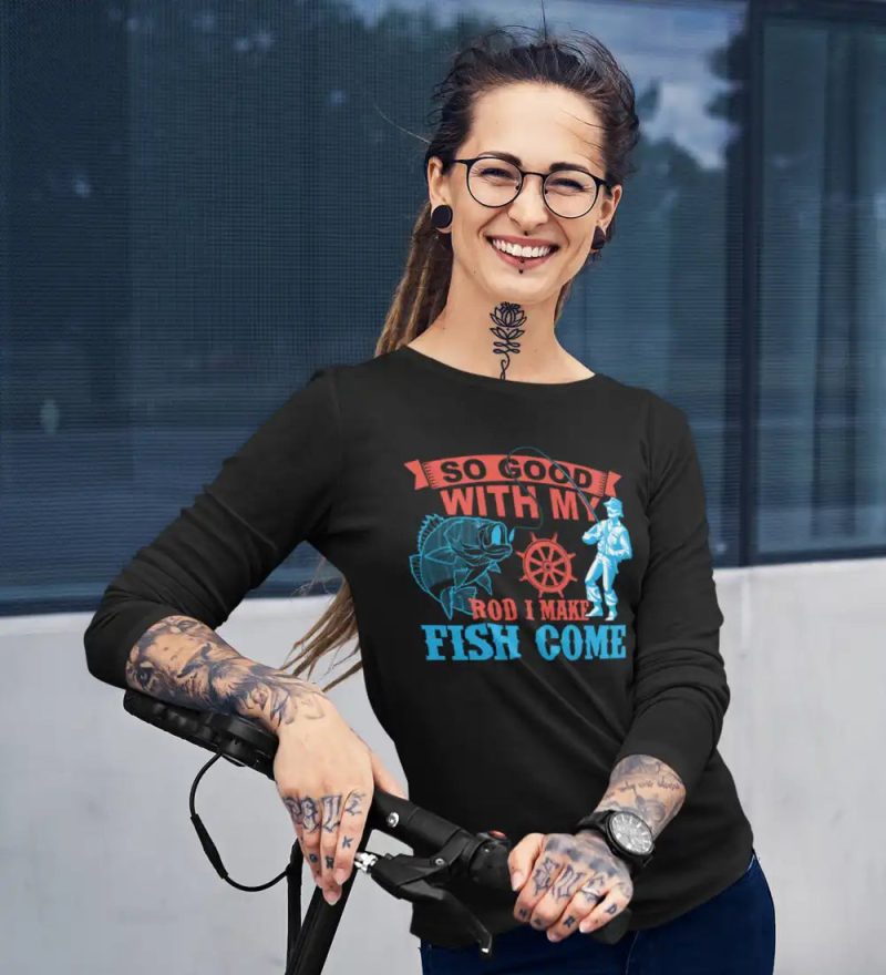 I make fish come women longsleeve black model