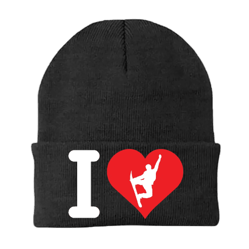 I Love Snowboarding Embroidered Beanie