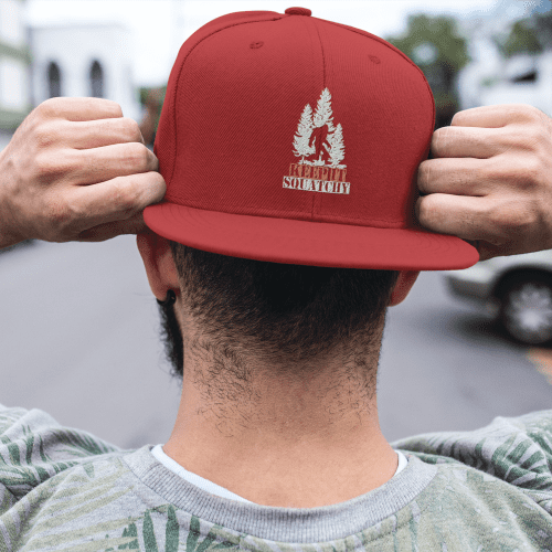 Keep It Squatchy Flatbill Cap Red Model