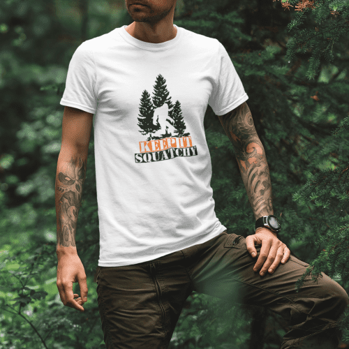 Keep It Squatchy Men T Shirt White Model