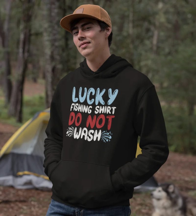 Lucky fishing shirt men hoodie black model