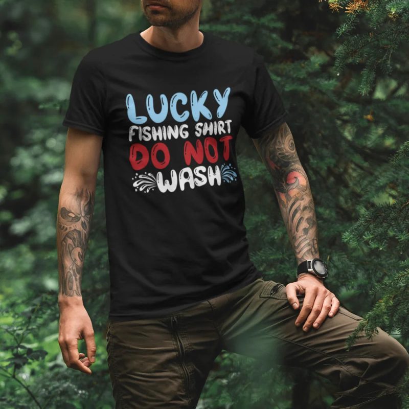 Lucky fishing shirt men t shirt black model