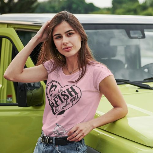 May the fish be with you women t shirt pink model