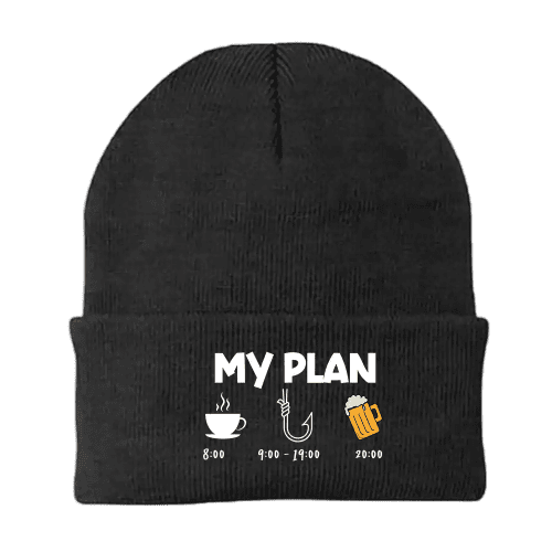 My Fishing Plan Embroidered Beanie