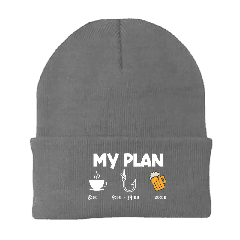 My Fishing Plan Embroidered Beanie