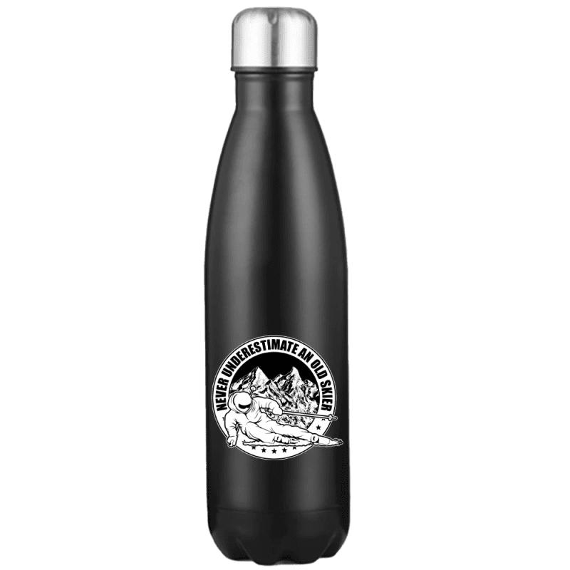 NeverUnderestimateanoldskier17ozwaterbottleBLACK