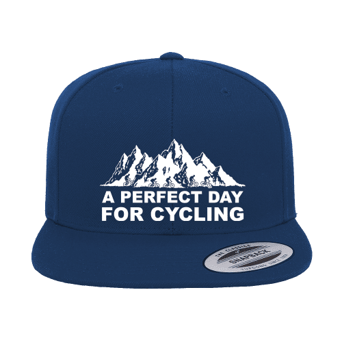 Perfect Day For Cycling Embroidered Flat Bill Cap